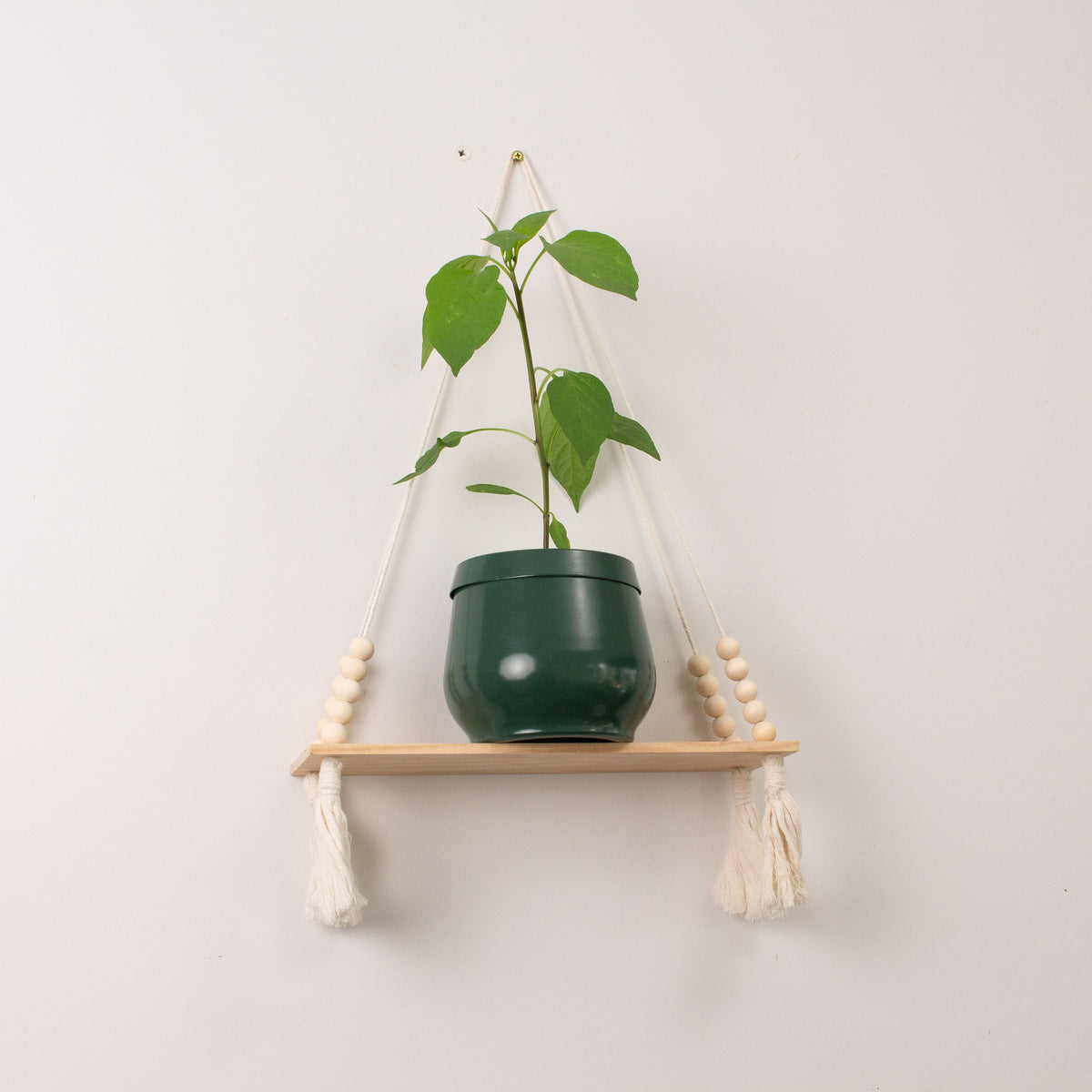 Macrame Hanging Wooden Shelf For Pot Plants