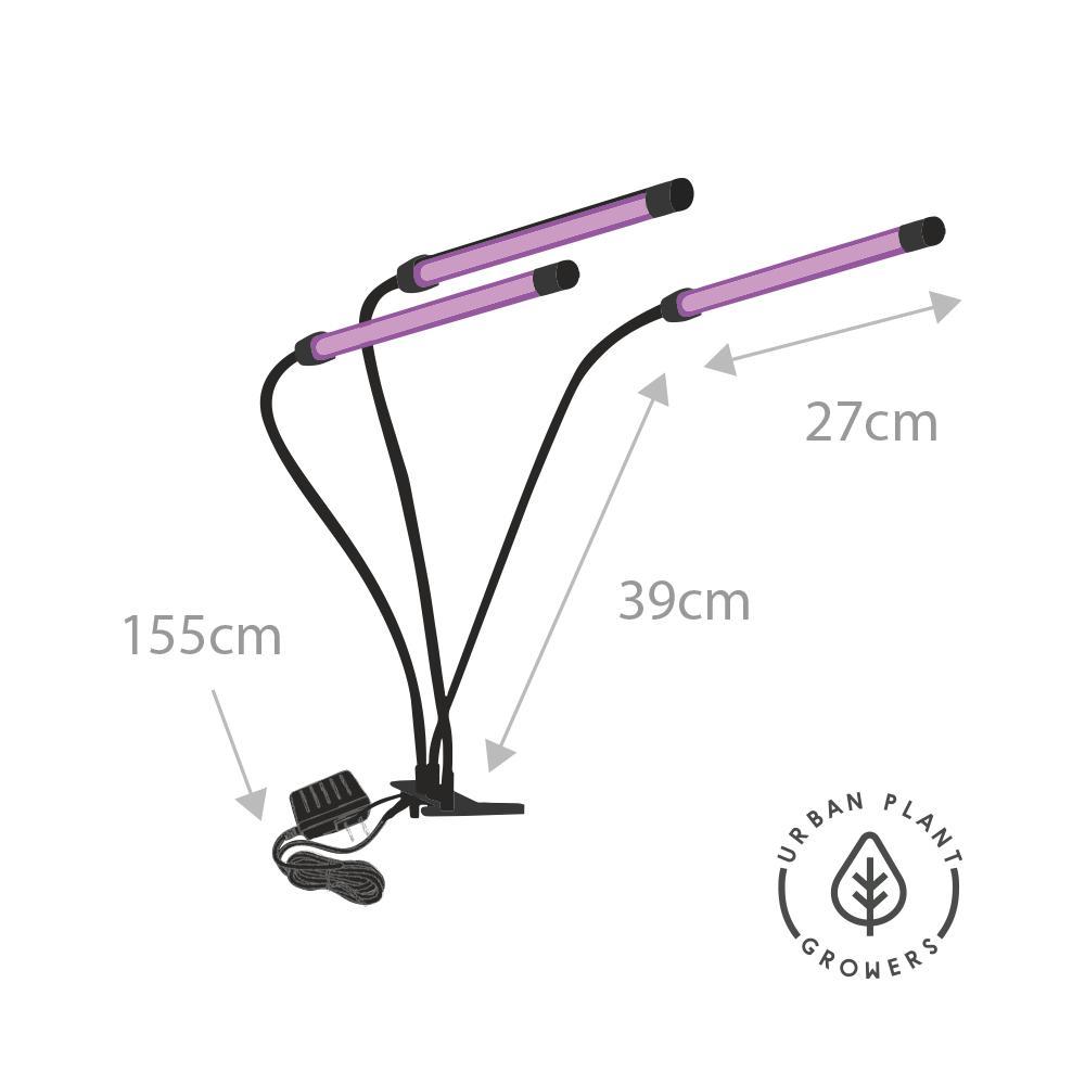 Red/Blue Grow Light | 3 Headed Gooseneck Grow Light - gathera